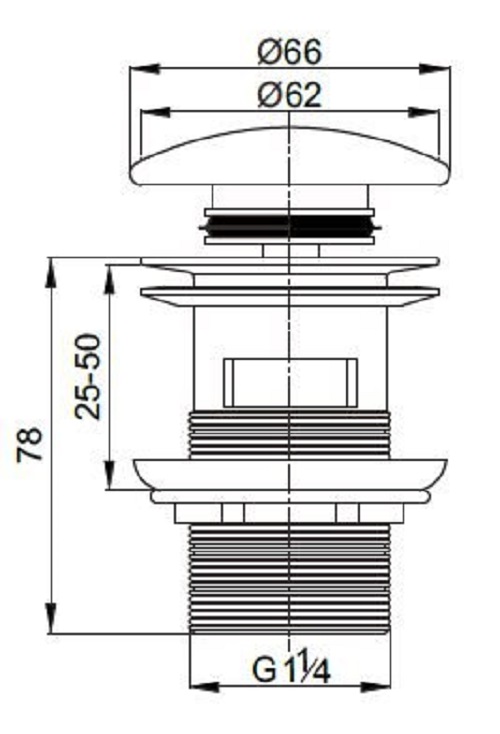 Дополнительное фото №1 Донный клапан Cezares CZR-SAT7-NERO с системой "Клик-клак" с переливом, черный
