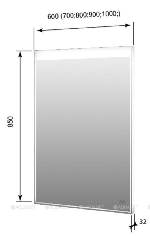 Дополнительное фото №1 Зеркало Aquanet Палермо new 6085 с LED подсветкой, 600*850*32 мм, сенсорный выключатель