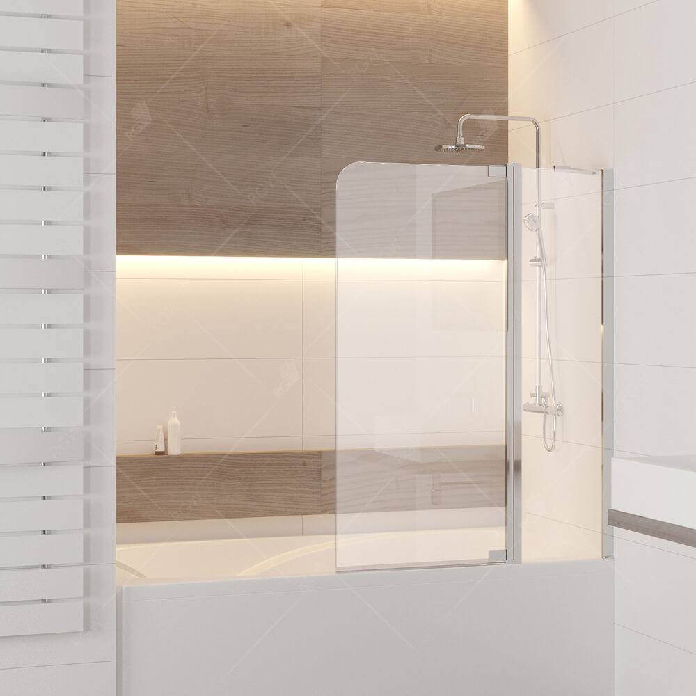 Фото Шторка на ванну 110х150 RGW SC-03 профиль хром, стекло прозрачное (easy) 8мм