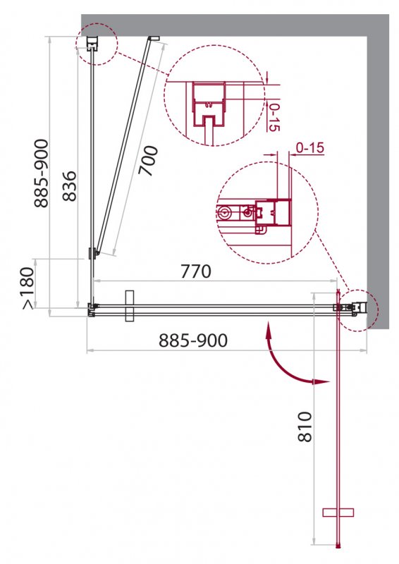 Дополнительное фото №1 Душевой уголок BelBagno MARMI-A-1-90-C-Cr