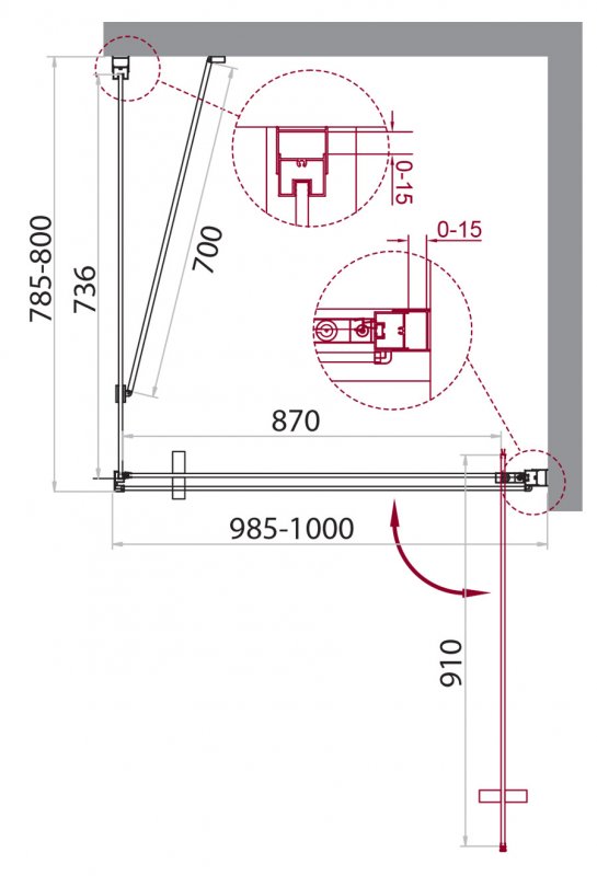 Дополнительное фото №1 Душевой уголок BelBagno MARMI-AH-1-100/80-C-Cr