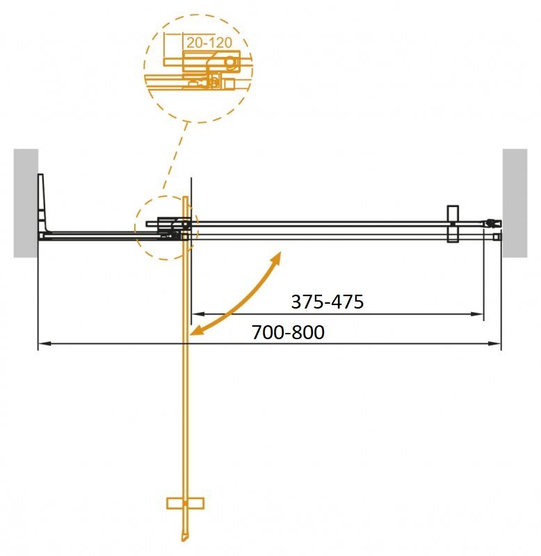 Дополнительное фото №1 SLIDER-B-1-70/80-C-NERO Душевая дверь (CEZARES)