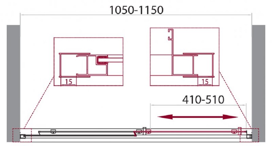 Дополнительное фото №3 UNIQUE-BF-1-100/115-C-Cr Душевая дверь