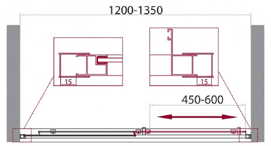 Дополнительное фото №6 UNIQUE-BF-1-120/135-P-Cr Душевая дверь