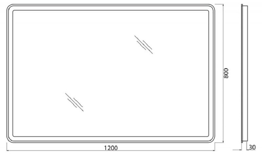Дополнительное фото №1 Зеркало Belbagno с встроенным светильником, кнопочный выключатель 1200*800