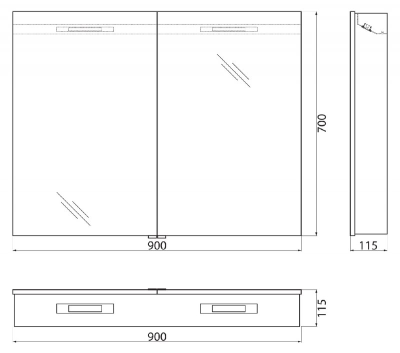 Дополнительное фото №5 Зеркальный шкаф Belbagno SPC-2A-DL-BL-900 с нижней подсветкой дверей, с сенсорным выключателем