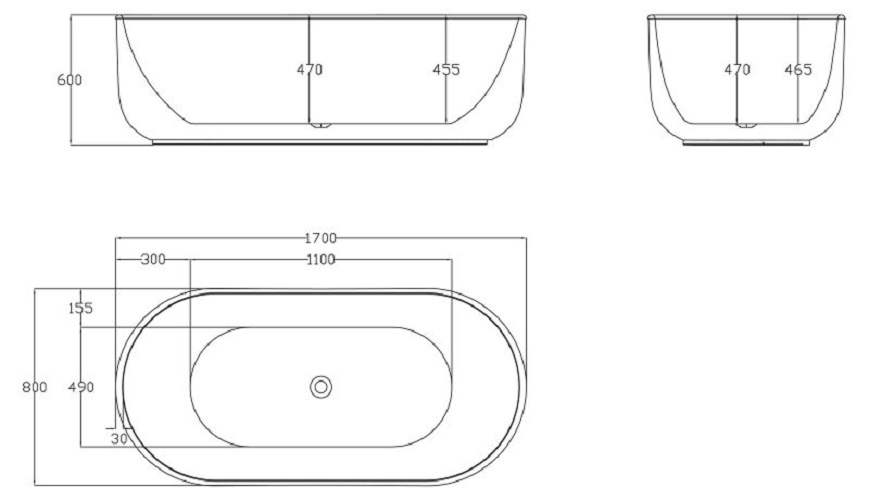 Дополнительное фото №3 Ванна акриловая отдельностоящая Belbagno BB401-1700-800