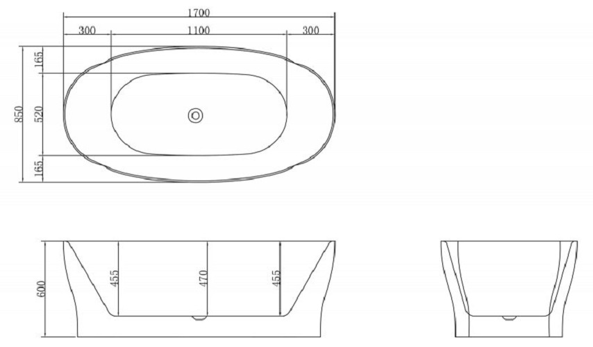 Дополнительное фото №2 Ванна акриловая отдельностоящая Belbagno BB403-1700-850