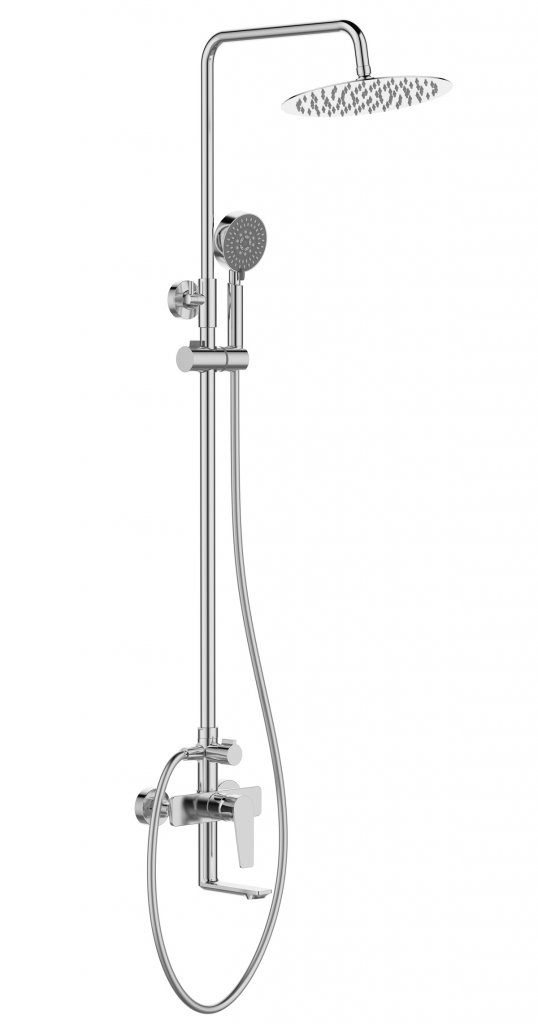 Фото Душевая стойка Belbagno ANCONA-VSCM-CRM со смесителем для ванны, верхним и ручным душем