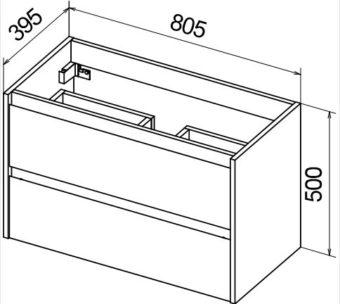 Дополнительное фото №2 Тумба Belbagno Kraft 80*39 Pino Pasadena подвесная 2ящ. с ручками и раковиной