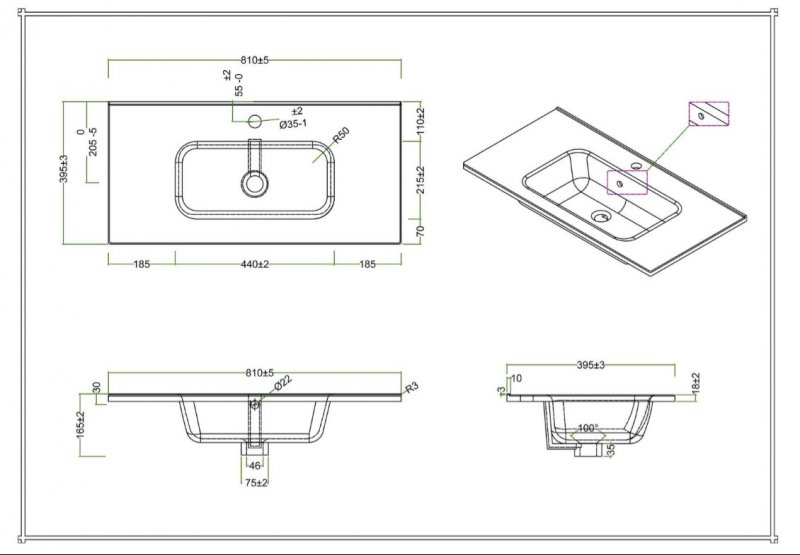 Дополнительное фото №3 Тумба Belbagno Kraft 80*39 Pino Pasadena подвесная 2ящ. с ручками и раковиной