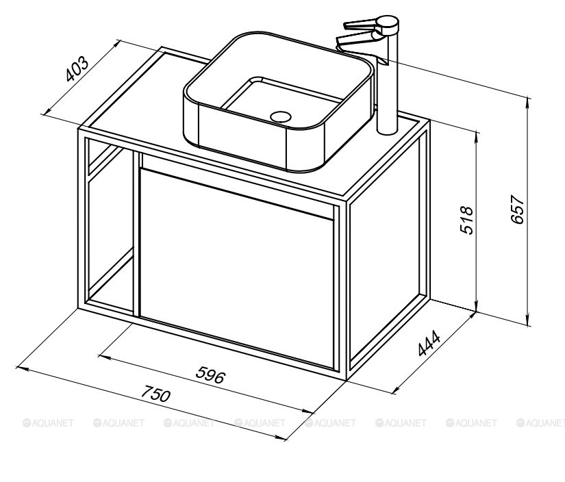 Дополнительное фото №1 Тумба со столешницей Aquanet Nova Lite LOFT 75R белая глянцевая и полкой АВ01