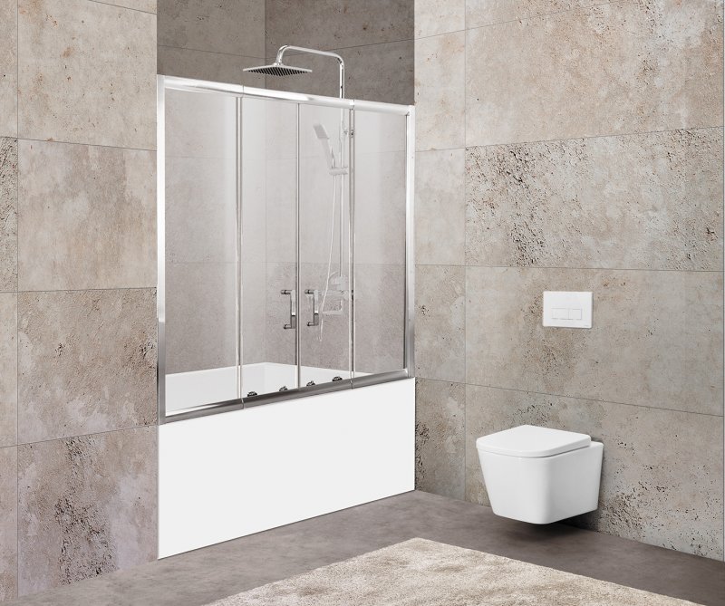 Фото Шторка на ванну BelBagno UNIQUE-VF-2-150/180-140-P-Cr