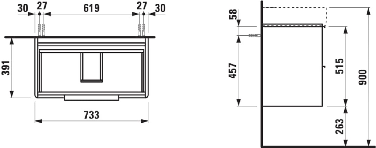 Дополнительное фото №1 Шкафчик под раковину Laufen BASE (735*390*530 мм) с двумя ящиками, матовый белый