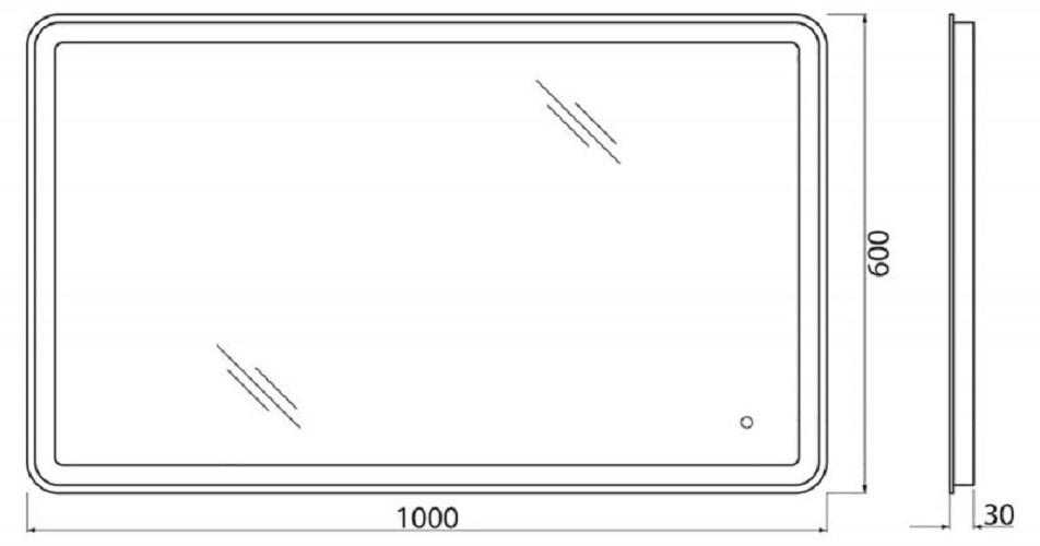 Дополнительное фото №1 Зеркало Belbagno с встроенным светильником, сенсором и подогревом 1000*600