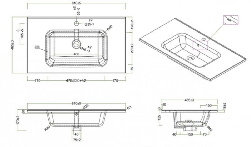 Дополнительное фото №2 Тумба Belbagno Kraft 810*46*51,5 Pino Pasadena с раковиной