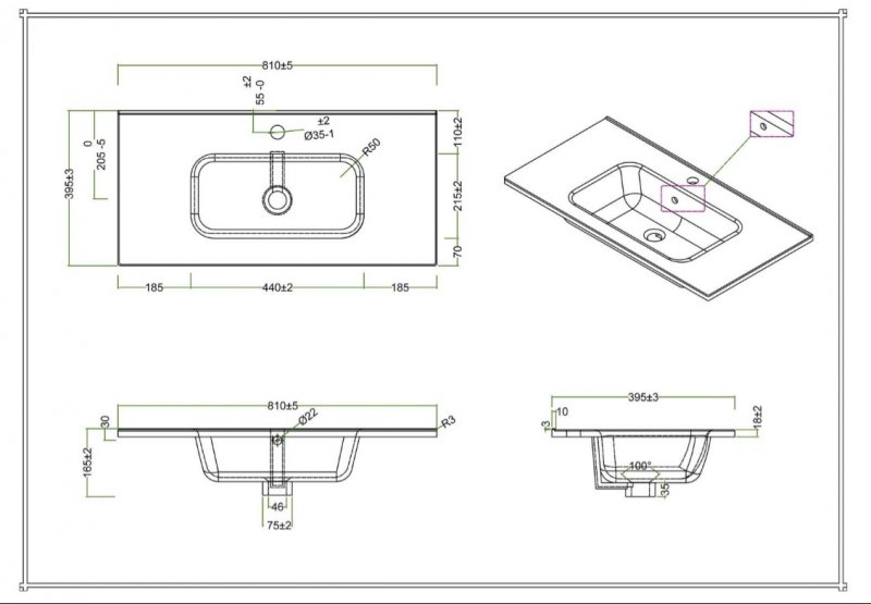 Дополнительное фото №1 Тумба Belbagno Kraft 810*39*51,5 Bianco Opaco с раковиной