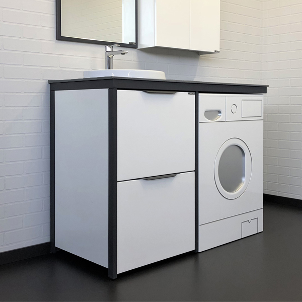 Дополнительное фото №3 Набор мебели Comforty Лозанна-120 белый с антрацитовой столешницей с рак. Art Inside под стир. машин
