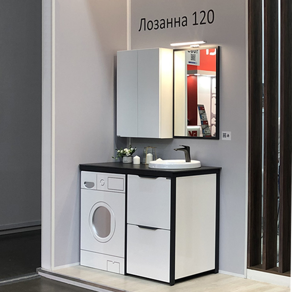 Дополнительное фото №4 Набор мебели Comforty Лозанна-120 белый с антрацитовой столешницей с рак. Art Inside под стир. машин