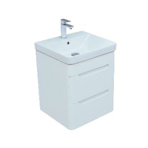 Тумба Aquanet София 80 2 ящика, белая глянцевая 11080-KL с раковиной LUXURY Sanovit 80 
