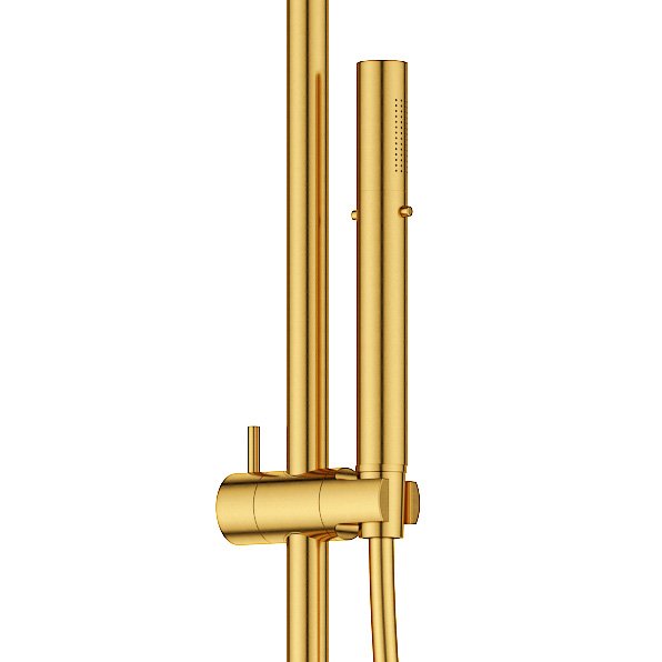 Дополнительное фото №2 Душевая стойка Cezares ECO-CVD-BORO со смесителем для ванны, верхним и ручным душем браш. золото