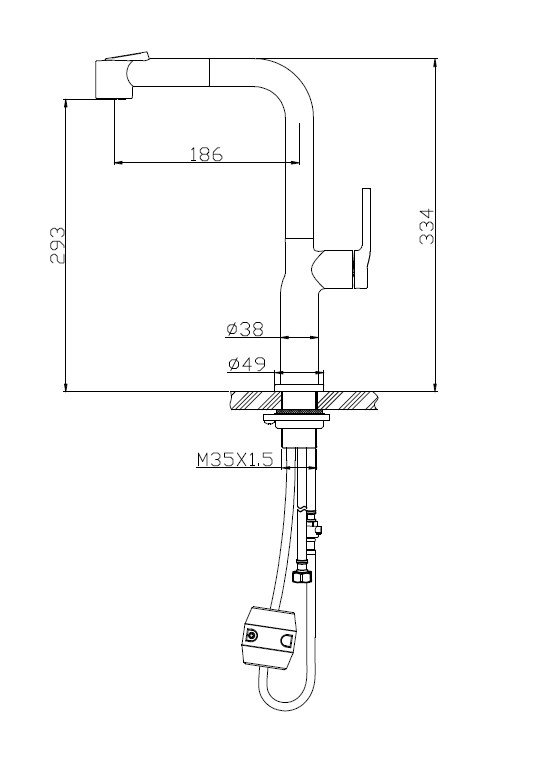 Дополнительное фото №1 Смеситель для кухни с выдвижной лейкой BelBagno BB-LAM60-NERO, двухрежимный, черный матовый