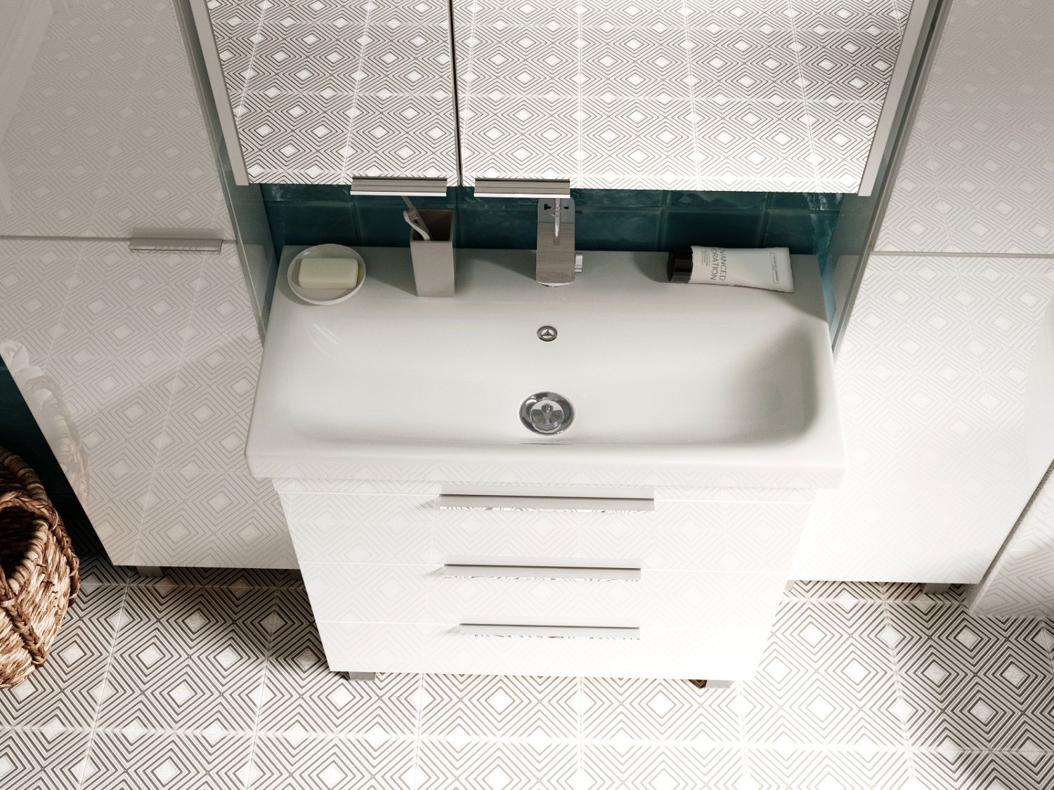 Фото Тумба Gaula 60H 3я White с раковиной Moduo Slim