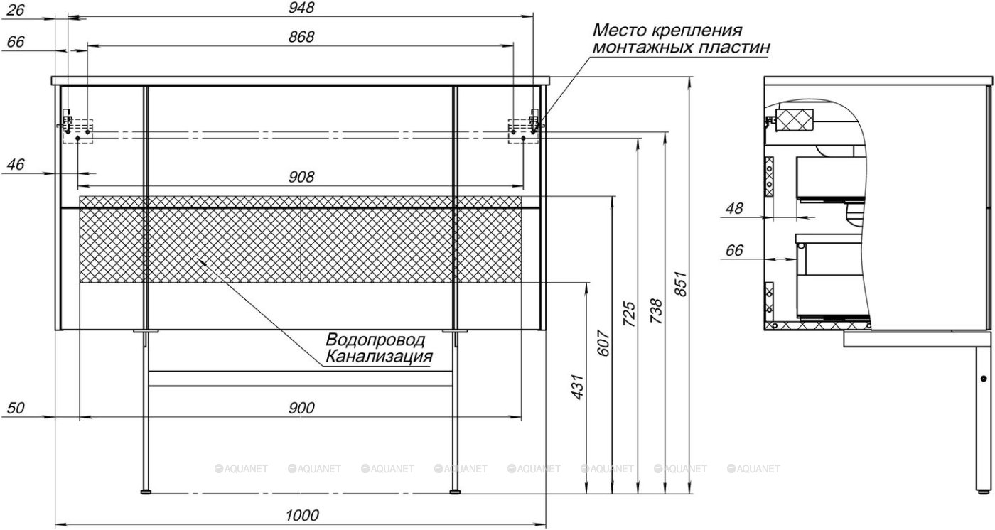 Дополнительное фото №5 Тумба с раковиной Allen Brau Reality 100 1.32007.NO дуб с ножками черный браш