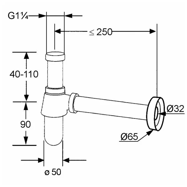 Дополнительное фото №1 Сифон бутылочный Kludi G1 1010505-00, 1/4*32 мм