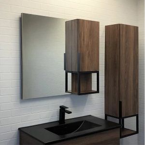 Зеркало-шкаф Comforty Равенна Лофт-90 дуб темно-коричневый
