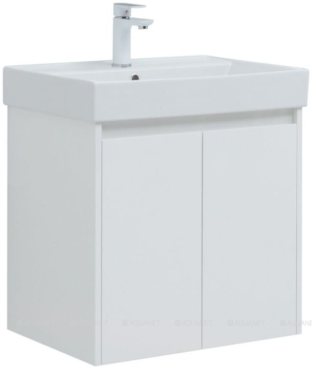 Фото Тумба Aquanet Nova Lite 75 2 дв. белый глянец с раковиной Латина 75