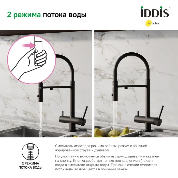 Дополнительное фото №4 Смеситель для кухни Iddis Ace под фильтр черный