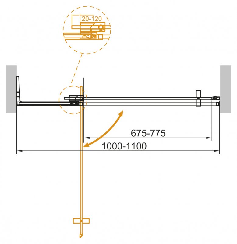 Дополнительное фото №5 Душевая дверь CEZARES SLIDER-B-1-100/110-BR-Cr