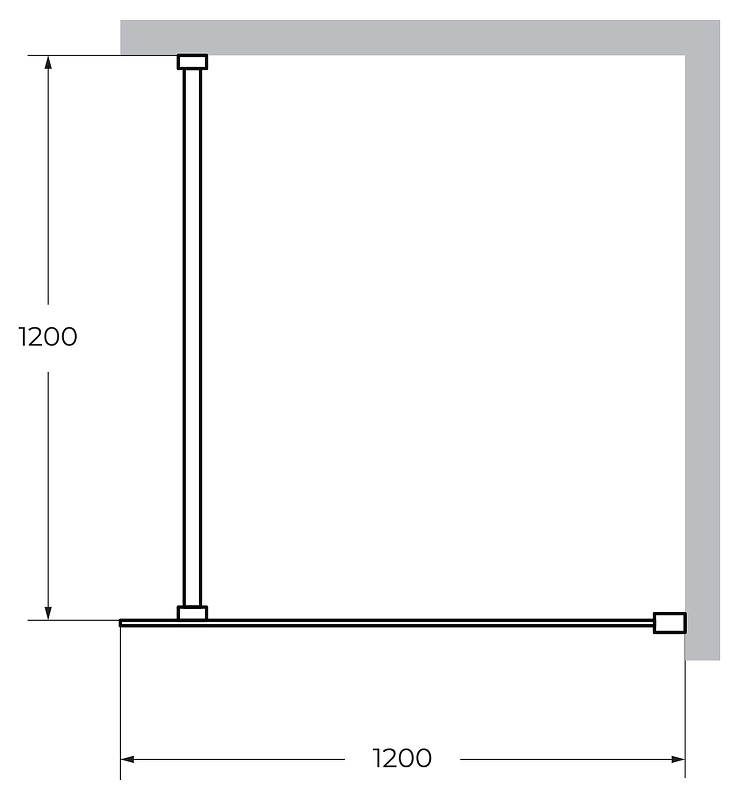 Дополнительное фото №1 Душевая перегородка Cezares LIBERTA-L-1-120-120-BR-Cr кронштейн 120см