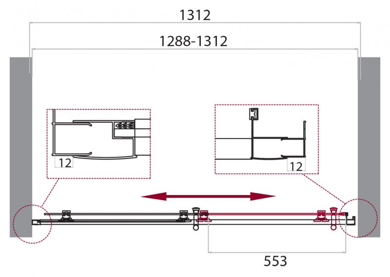 Дополнительное фото №1 Душевая дверь BelBagno UNO-195-BF-1-130-CH-CR