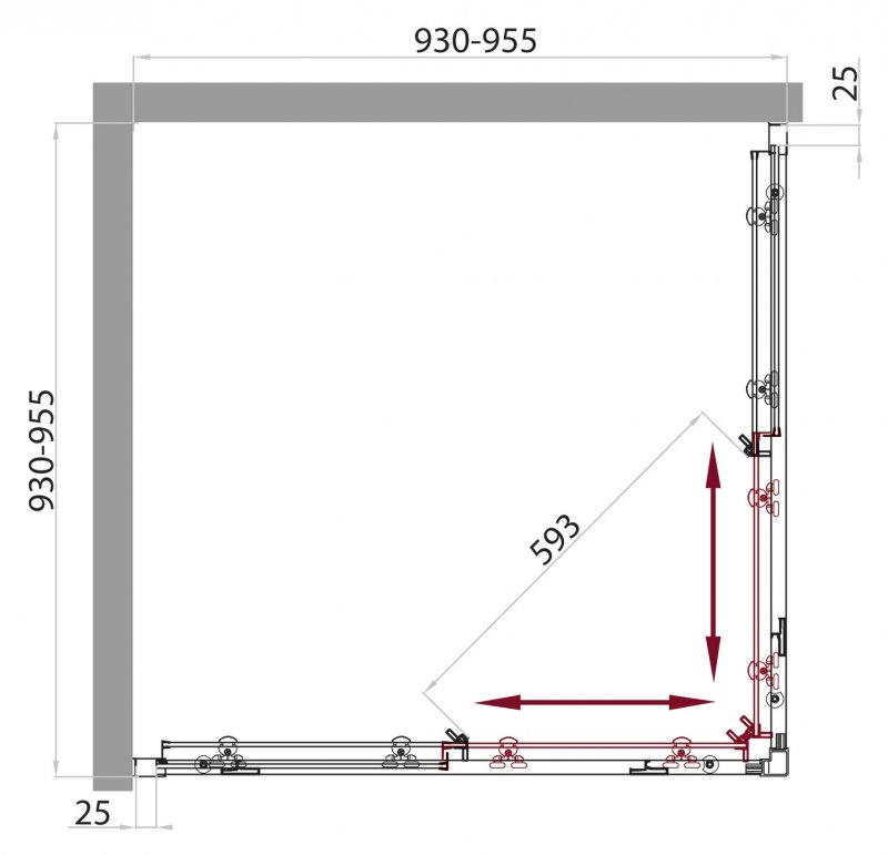 Дополнительное фото №1 Душевой угол Belbagno SELA-A-2-95-P-Cr