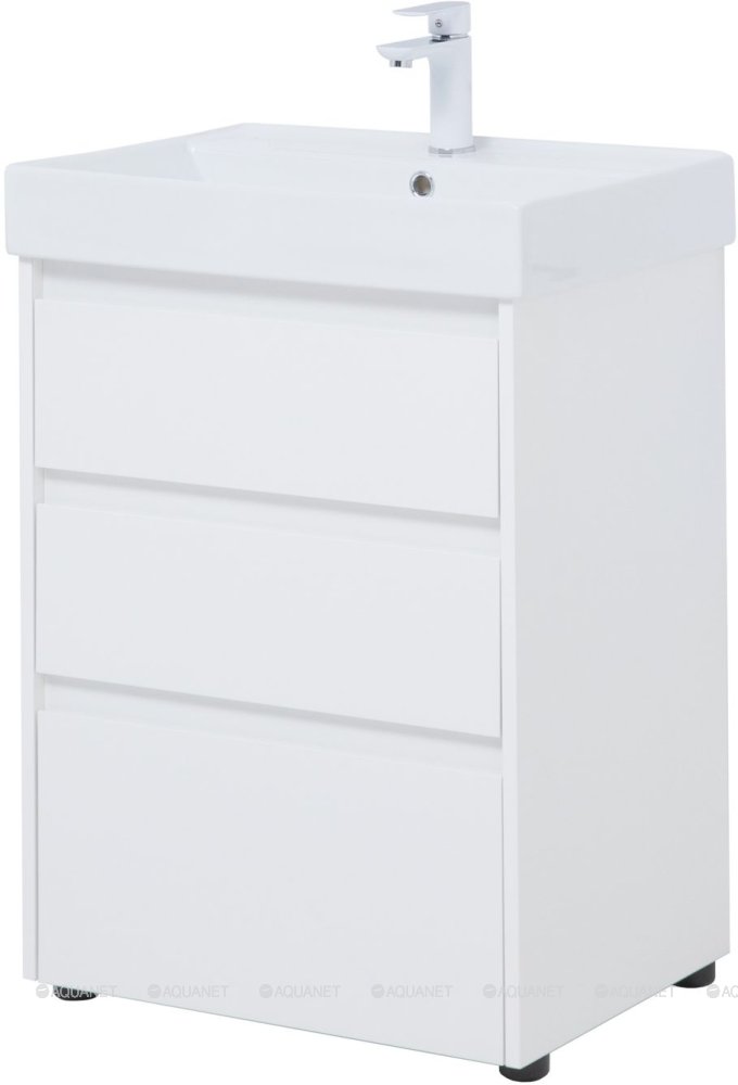 Фото Тумба Aquanet Nova Lite 60 3 ящ. цв. белый глянец с раковиной Латина 60