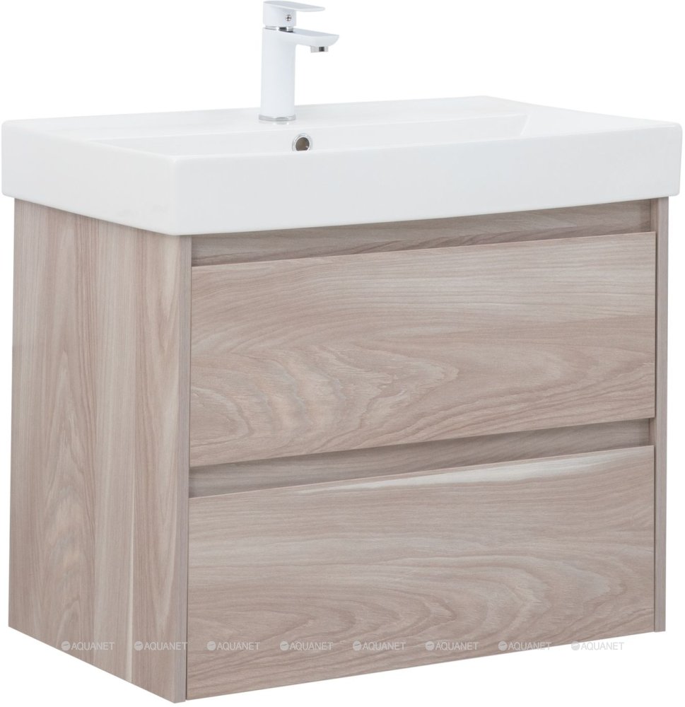 Фото Тумба Aquanet Nova Lite 75 2 ящ. цв. орех светлый с раковиной Латина 75