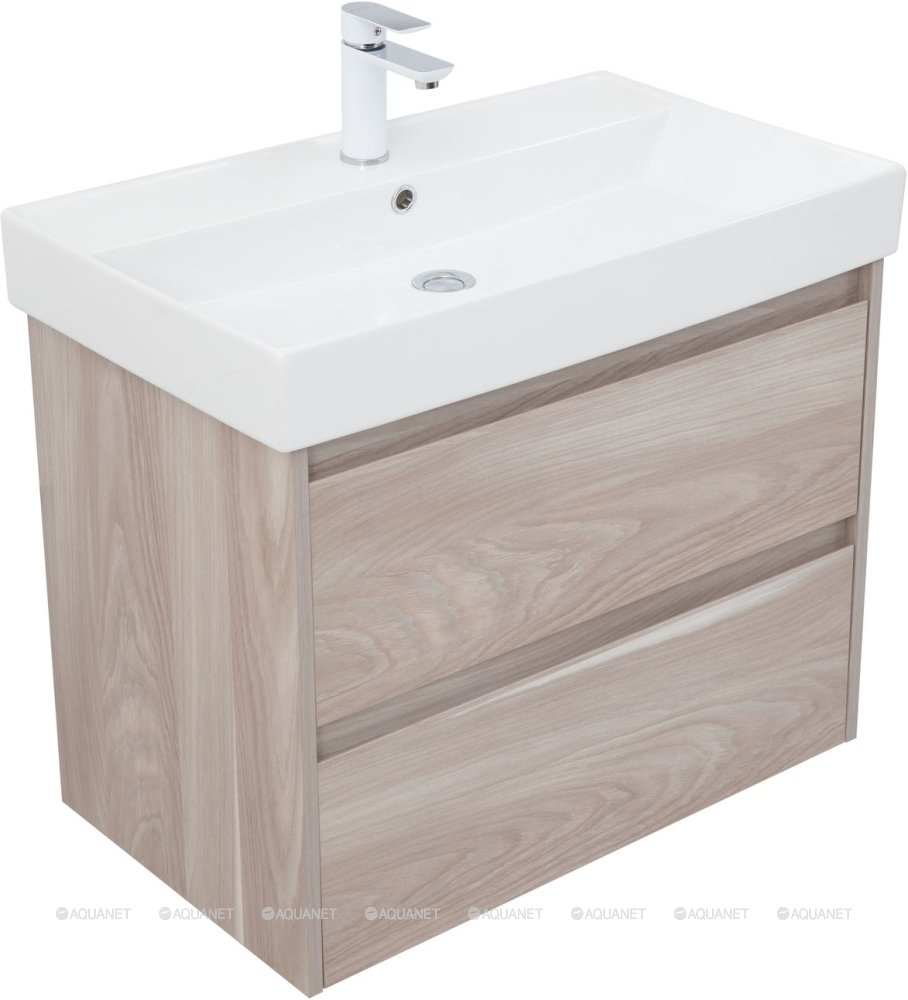 Дополнительное фото №1 Тумба Aquanet Nova Lite 75 2 ящ. цв. орех светлый с раковиной Латина 75
