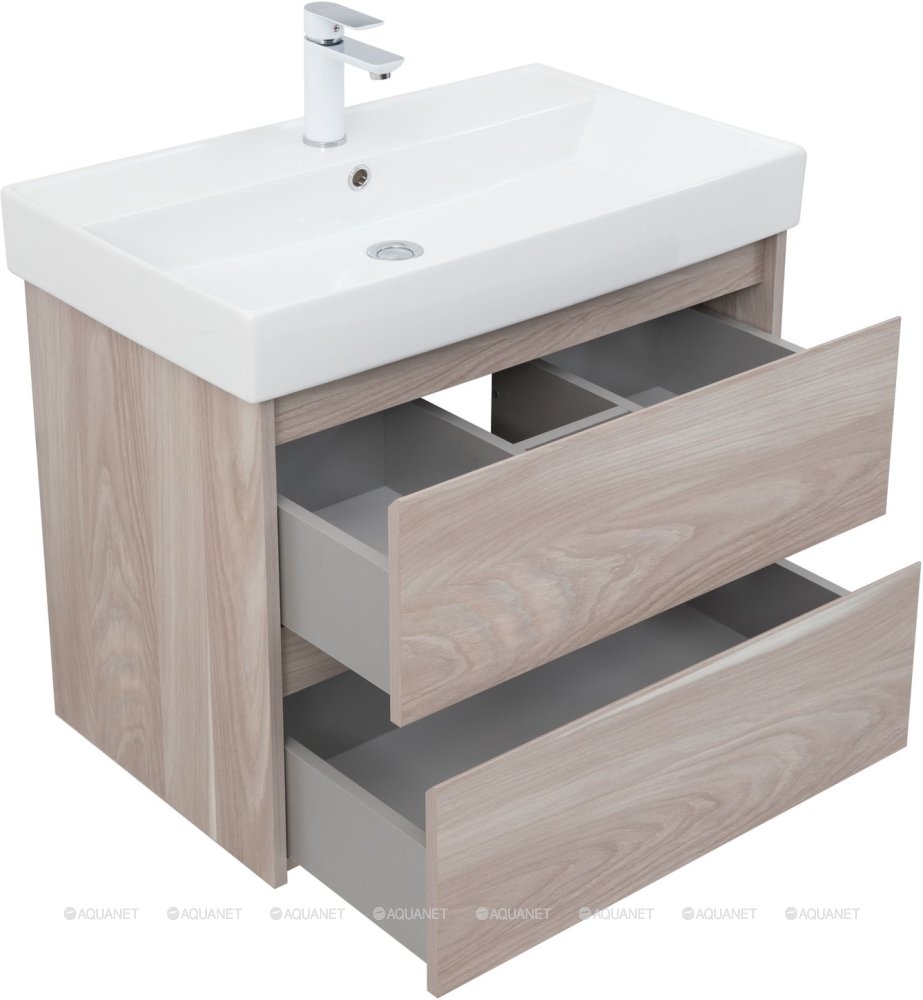 Дополнительное фото №2 Тумба Aquanet Nova Lite 75 2 ящ. цв. орех светлый с раковиной Латина 75