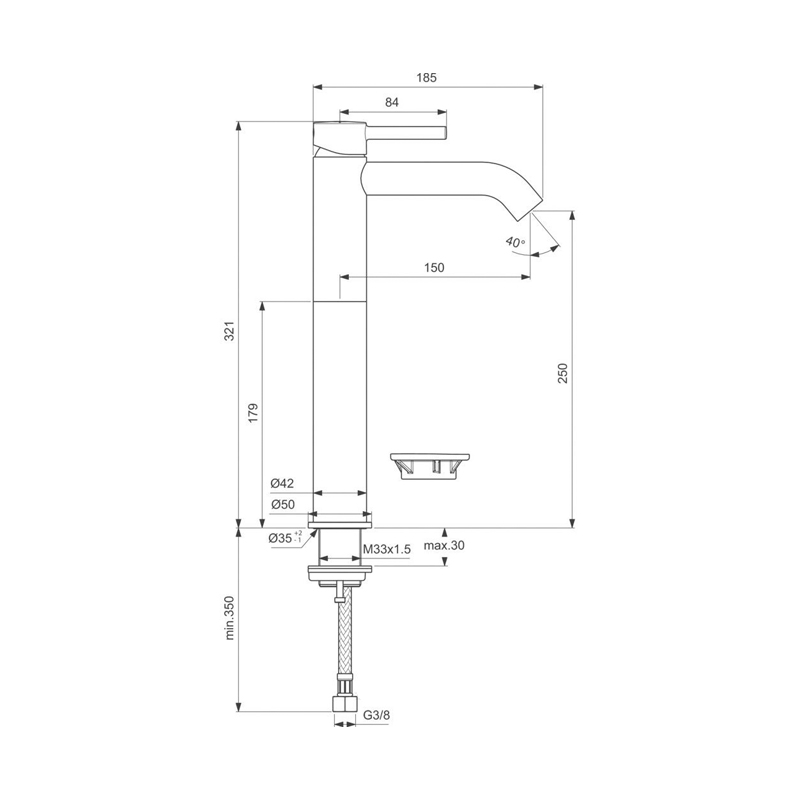 Дополнительное фото №1 Смеситель для раковины Ideal Standard BC269XG