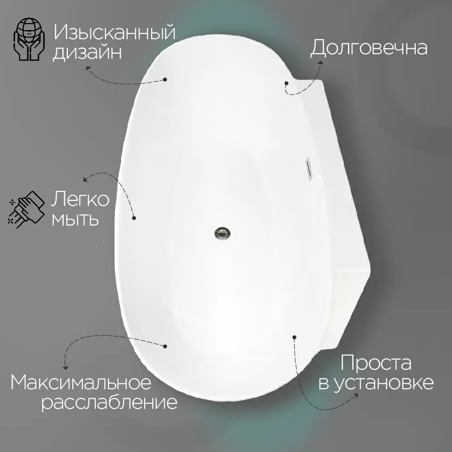 Дополнительное фото №3 Ванна акриловая отдельностоящая CHIEZZA Rivaly 1750*830*600