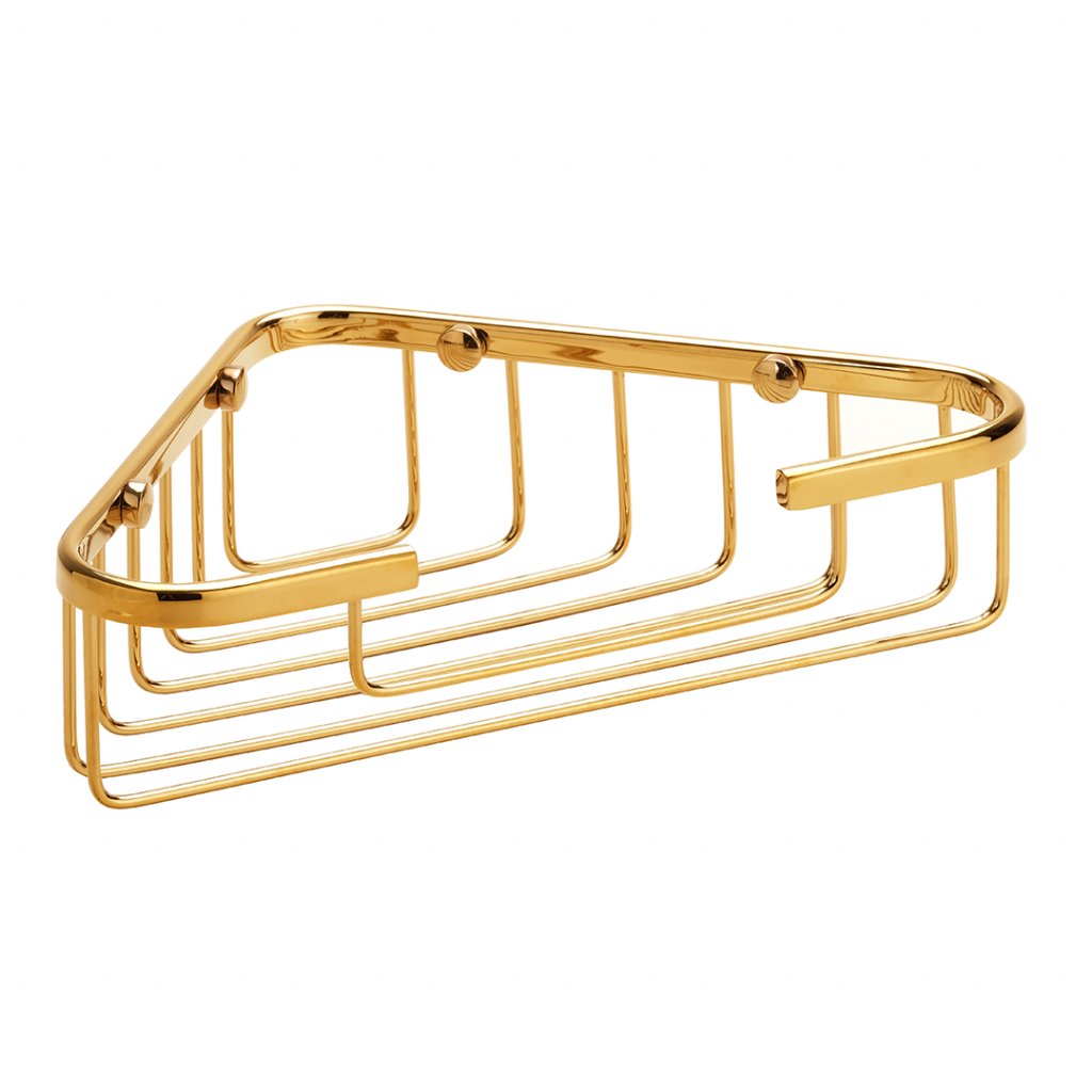 Фото Угловая полочка решетка для мыла 190 мм (цвет золото) BRILO