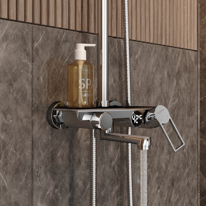 Дополнительное фото №5 Высокая душевая система Elghansa 2340715-2L -Gift с цифровым дисплеем (в подарок-банное полотенце)