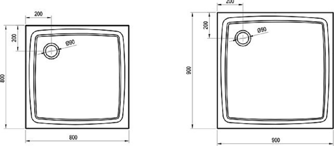 Дополнительное фото №3 Душевой поддон Ravak Perseus Pro Flat 90х90 XA047711010