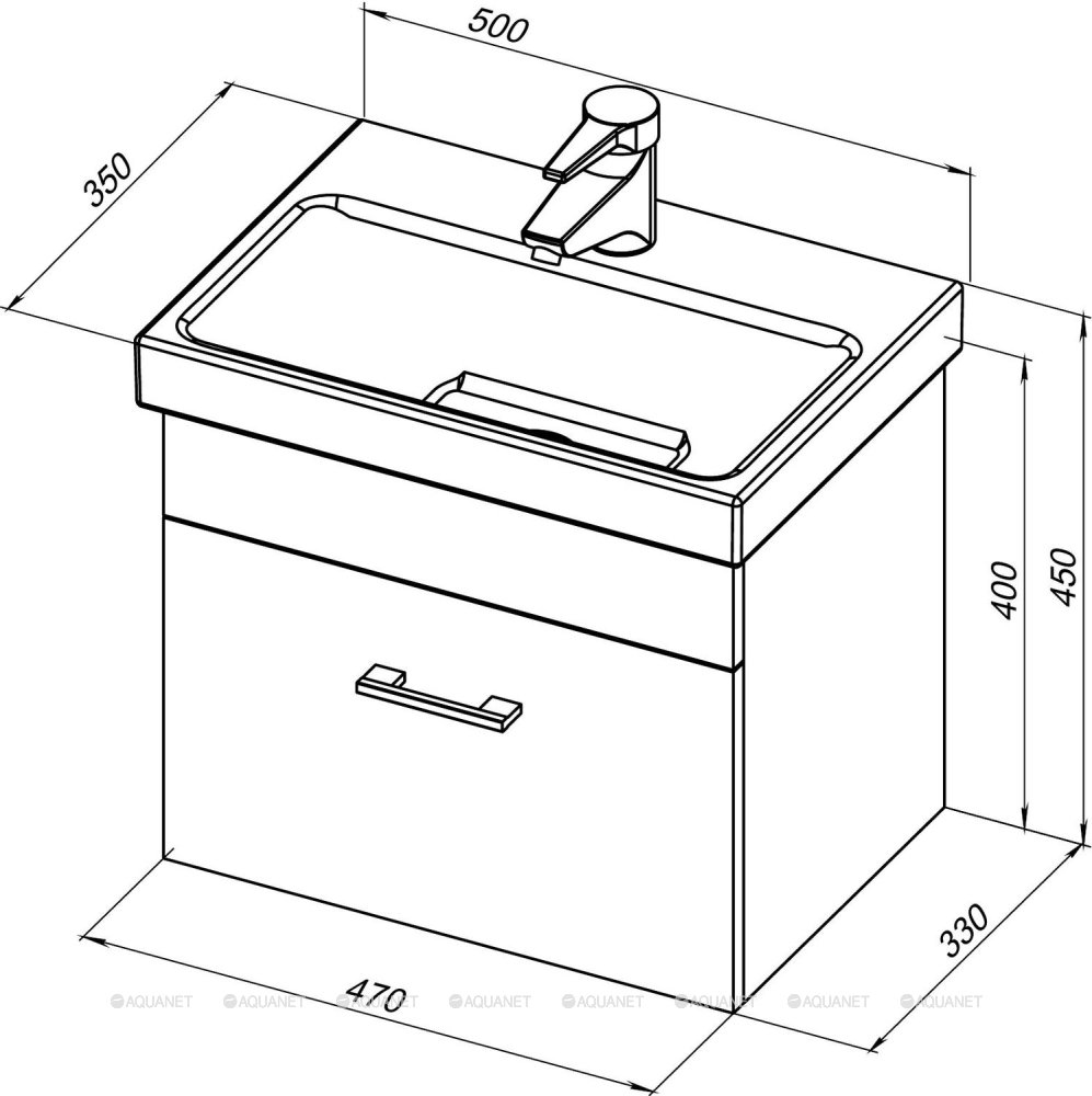 Дополнительное фото №2 Тумба Aquanet Нота 50 (Moduo Slim) цв.белый с раковиной