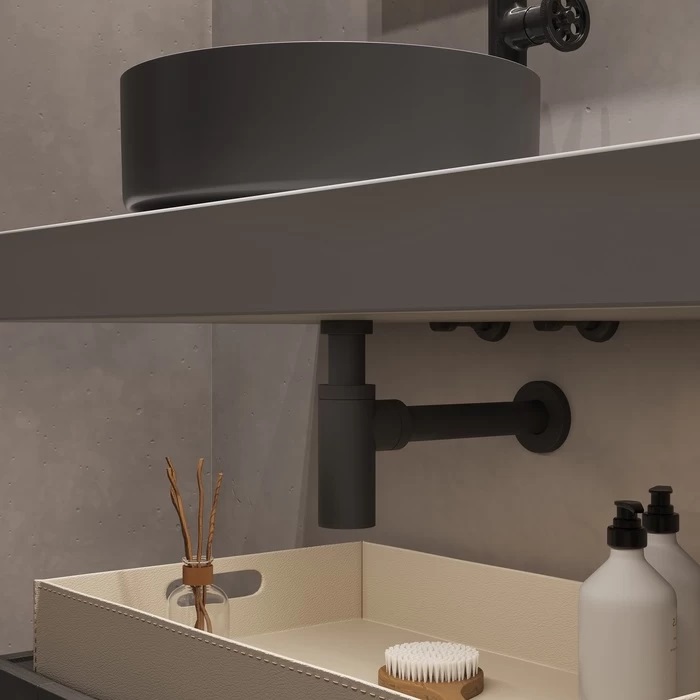 Дополнительное фото №5 Бутылочный сифон для раковины Iddis Optima Home, графит