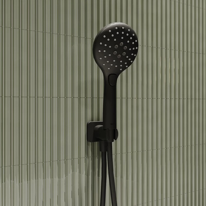 Дополнительное фото №5 Душевая система скрытого монтажа с тропическим и ручным душем, изливом, черный матовый, RAY