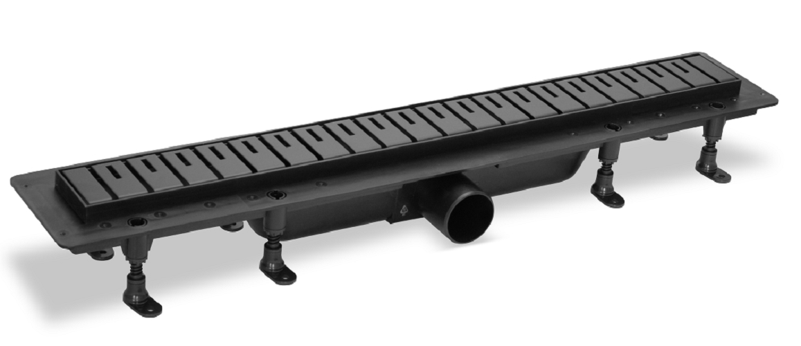 Фото Комбинированный пластиковый сливной канал, решетка из нержавеющей стали 6, черный, L=550 mm