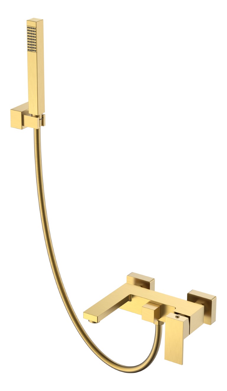 Фото Смеситель для ванны с душем Boheme Qubic Matt Gold